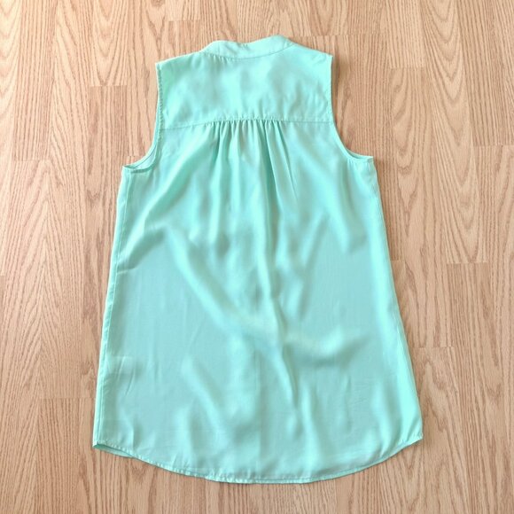 J Crew Factory Mint Green Sleeveless Shirt Blouse Size 00 Button Down Front - Picture 6 of 12
